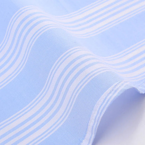 Image of Men's Long-Sleeve Colors Striped Pocketless Shirts Premium Quality 100% Cotton Standard-fit Button-down Daily Casual Tops Shirt-FrenzyAfricanFashion.com