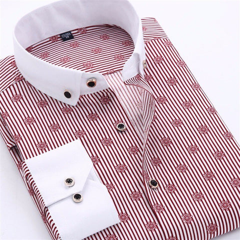 Image of Jenkins Dress Shirt Long Sleeve Slim Fit Button Down Collar Business Shirts-FrenzyAfricanFashion.com