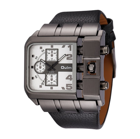 Image of Oulm 3364 Casual Wristwatch Square Dial Wide Strap Men's Quartz Watch Luxury Brand Male Clock Super Big Men Watches montre homme-FrenzyAfricanFashion.com