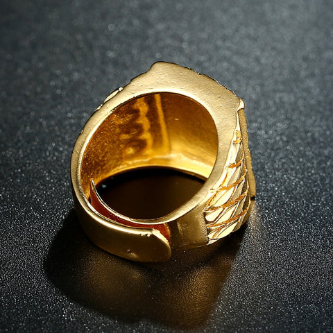 Image of Punk Rock Eagle Men 's Ring Luxury Gold Color Resizable To 7-11 Finger Jewelry Never Fade-FrenzyAfricanFashion.com