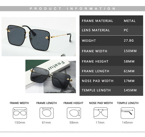 Image of Lady Oversize Rimless Square Bee Sunglasses Women Men Small Glasses-FrenzyAfricanFashion.com