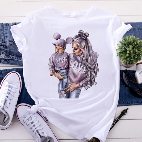 Image of Mom and Men Queen Print Women T-shirt Best Mommy Summer Harajuku O Neck Funny 90S Tops Tee Daughter Casual Clothes,Drop Ship-FrenzyAfricanFashion.com