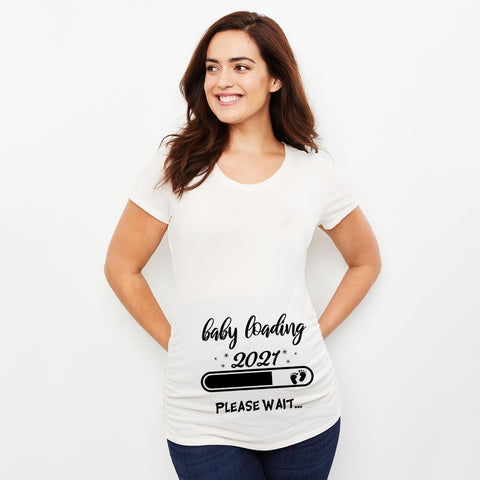Image of Zipper Baby Loading Women Pregnant Funny T Shirt Girl Maternity Pregnancy Announcement Shirt New Mom Cloth-FrenzyAfricanFashion.com