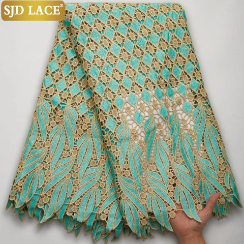 Image of 5 Yards Embroidery Guipure Cord with Stones Fabric-FrenzyAfricanFashion.com