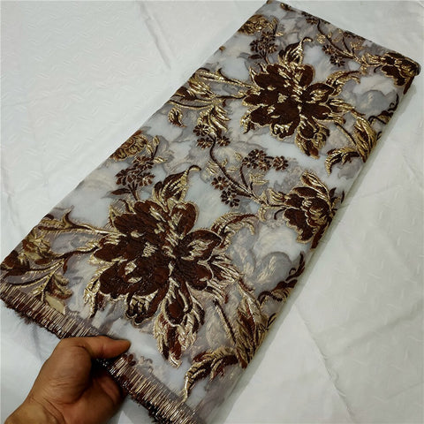 Image of Fabric Lace Nigerian French Tulle Lace Brocade Lace Fabric for Wedding Party Dress-FrenzyAfricanFashion.com