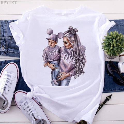 Image of Mom and Men Queen Print Women T-shirt Best Mommy Summer Harajuku O Neck Funny 90S Tops Tee Daughter Casual Clothes,Drop Ship-FrenzyAfricanFashion.com