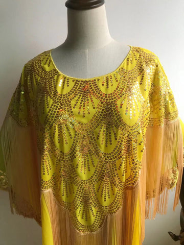 Image of Women Clothing Dashiki Tassel Sequins Loose Dress Free Size-FrenzyAfricanFashion.com