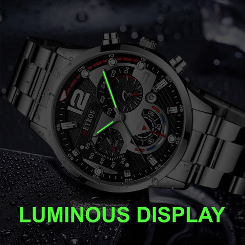 Image of Luxury Mens Watches Fashion Stainless Steel Quartz Wrist Watch Calendar Date Luminous Clock Men Business Casual Leather Watch-FrenzyAfricanFashion.com