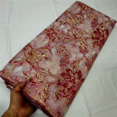 Image of Fabric Lace Nigerian French Tulle Lace Brocade Lace Fabric for Wedding Party Dress-FrenzyAfricanFashion.com