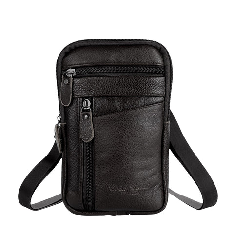 Image of Men's Genuine Leather Waist Packs Phone Pouch Bags Waist Bag Male Small Chest Shoulder Belt Bag 2021 Designer Crossbody Bags-FrenzyAfricanFashion.com