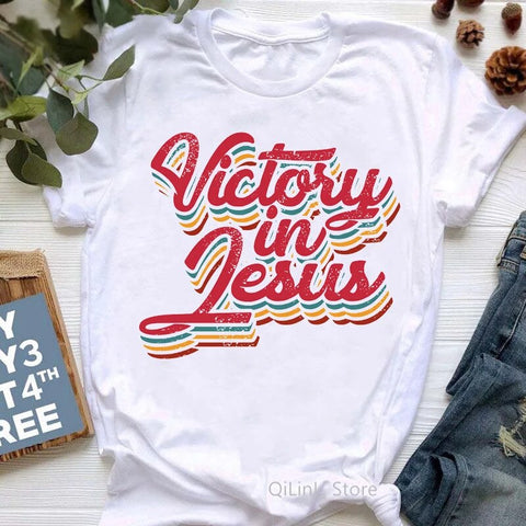 Image of All My Hope Is In Jesus Graphic Print T-Shirt Women-FrenzyAfricanFashion.com