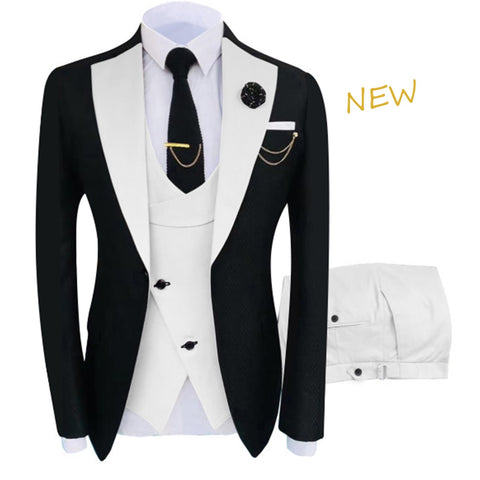 Image of New Costume Homme Popular Clothing Luxury Party Stage Men's Suit Groomsmen Regular Fit Tuxedo 3 Peice Set Jacket+Trousers+Vest-FrenzyAfricanFashion.com