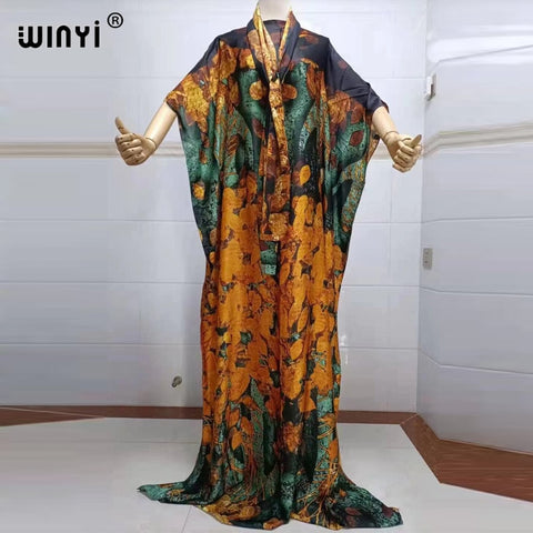 Image of Fancy Abaya Dress Women Print Bohemia Hijab Loose Muslim dress-FrenzyAfricanFashion.com