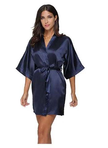Image of Silk Satin Wedding Bride Bridesmaid Robe Floral Bathrobe Short Kimono Robe Night Robe Bath Robe Fashion Dressing Gown For Women-FrenzyAfricanFashion.com