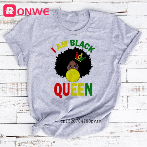 Image of Beauty African Lady Women T shirt African Black Girl History Month Female T-shirt Melanin Tee Shirt-FrenzyAfricanFashion.com