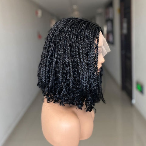 Image of Lace Frontal Short Bob Box Braided Side Parted Hair-FrenzyAfricanFashion.com