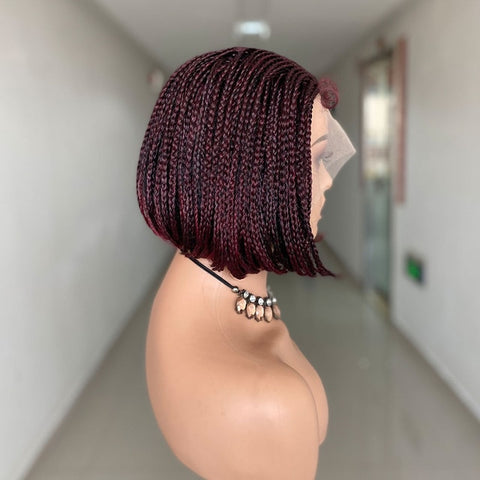 Image of Lace Frontal Short Bob Box Braided Side Parted Hair-FrenzyAfricanFashion.com