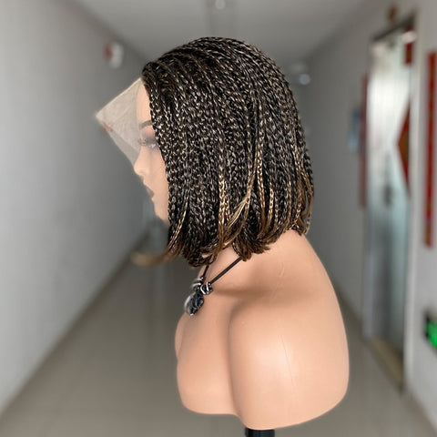 Image of Lace Frontal Short Bob Box Braided Side Parted Hair-FrenzyAfricanFashion.com
