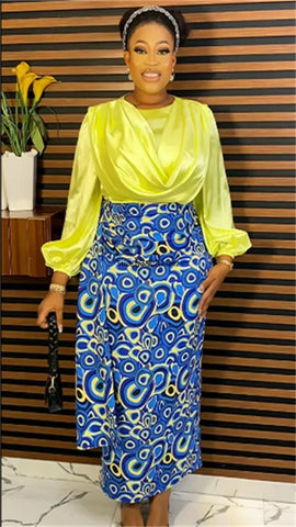 Image of Two Pieces Set Tops And Skirts Suits Ankara Outfits Plus Size Lady Party-FrenzyAfricanFashion.com