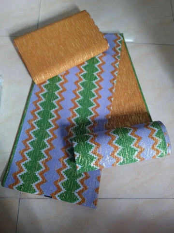 Image of Blue kente Wax Print Fuchsia Fabric Dress Craft DIY Cotton Nananom-FrenzyAfricanFashion.com