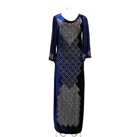 Image of Autumn Dresses Women Abaya Diamonds Maxi Dress Ankara-FrenzyAfricanFashion.com
