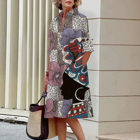 Image of Sexy Shirt Summer Dress Loose Fashion Lapel-FrenzyAfricanFashion.com