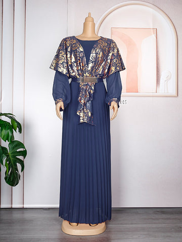 Image of Chiffon Dresses Women Plus Size Evening Party Long Dress Dashiki Print Muslim Abaya Kaftan-FrenzyAfricanFashion.com