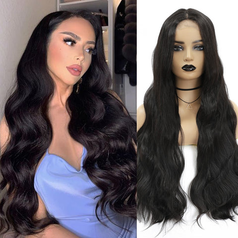 Image of Synthetic Lace Front Wig with Baby Hair 18 Inch Medium Body Wavy-FrenzyAfricanFashion.com