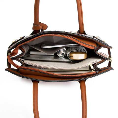 Image of Luxury Croco Pattern Purses and Handbags Set Women Shoulder Designer Brand Leather Crossbody Bag Large Ladies Hand Bags-FrenzyAfricanFashion.com