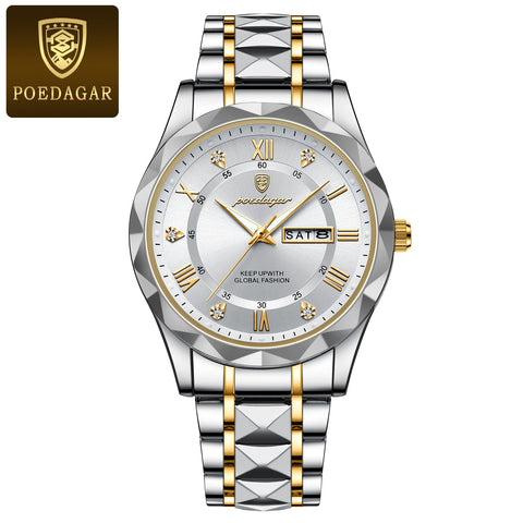 Image of BeniSap Top Brand Luxury Man Wristwatch Waterproof Luminous Date Week Men Watches Stainless Steel-FrenzyAfricanFashion.com