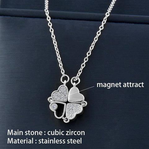 Image of crystal heart flower pendant stainless steel necklace gold silver chain-FrenzyAfricanFashion.com