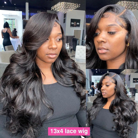 Image of Lace Front Wig 13x4 HD Transparent Lace Frontal Human Hair Wigs-FrenzyAfricanFashion.com