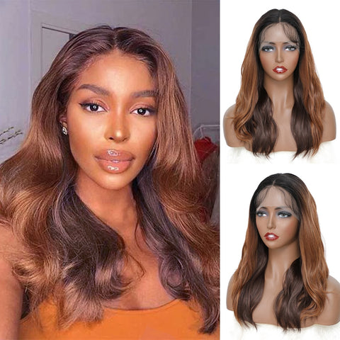 Image of Synthetic Lace Front Wig with Baby Hair 18 Inch Medium Body Wavy-FrenzyAfricanFashion.com