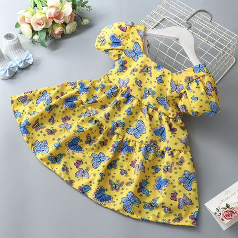 Image of Summer Toddler Dresses Baby Girl Clothes Cute Flowers Print Princess Dress-FrenzyAfricanFashion.com