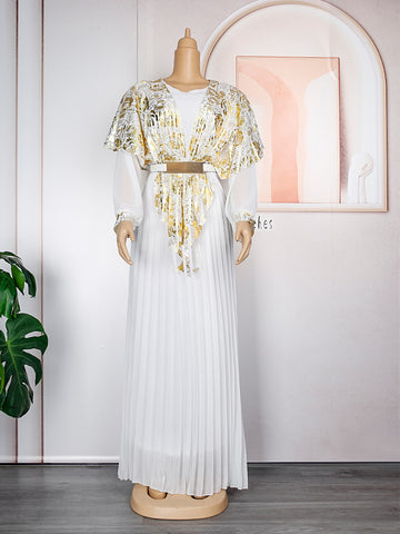 Image of Chiffon Dresses Women Plus Size Evening Party Long Dress Dashiki Print Muslim Abaya Kaftan-FrenzyAfricanFashion.com