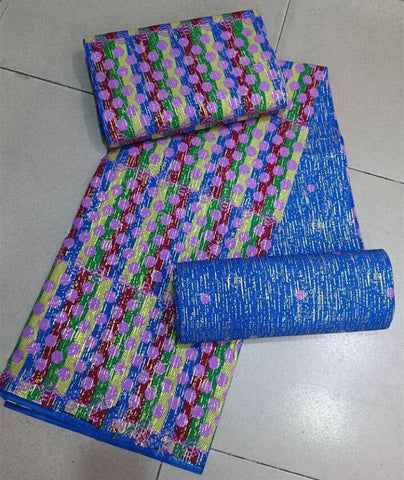 Image of Blue kente Wax Print Fuchsia Fabric Dress Craft DIY Cotton Nananom-FrenzyAfricanFashion.com