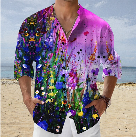 Image of Fashion 3D Printed Collar Shirts Men's Tops Casual Outdoor Party Soft Comfortable Fabric Button Tops-FrenzyAfricanFashion.com