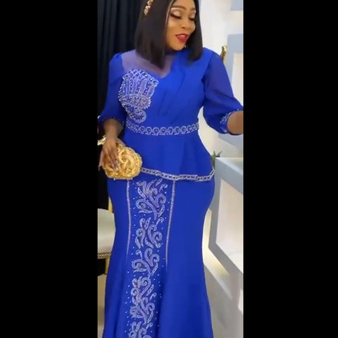 Image of Wedding Outfit Gown Elegant Evening Party Long Maxi Dress-FrenzyAfricanFashion.com