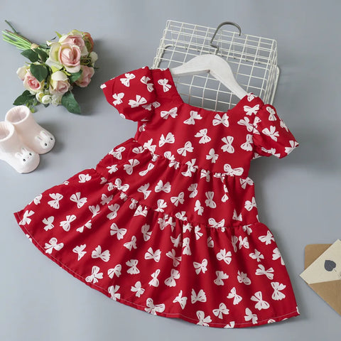 Image of Summer Toddler Dresses Baby Girl Clothes Cute Flowers Print Princess Dress-FrenzyAfricanFashion.com