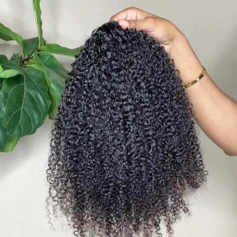 Image of Afro Kinky Curly Drawstring Ponytail Human Hair Clip In Extensions Pony Tail Brazilian Hair-FrenzyAfricanFashion.com