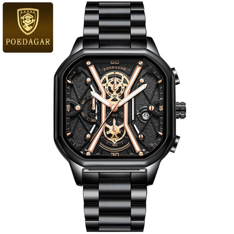 Image of BeniSap Fashion Men Wristwatches Luxury Chronograph Luminous Waterproof Date Man Watch Square-FrenzyAfricanFashion.com