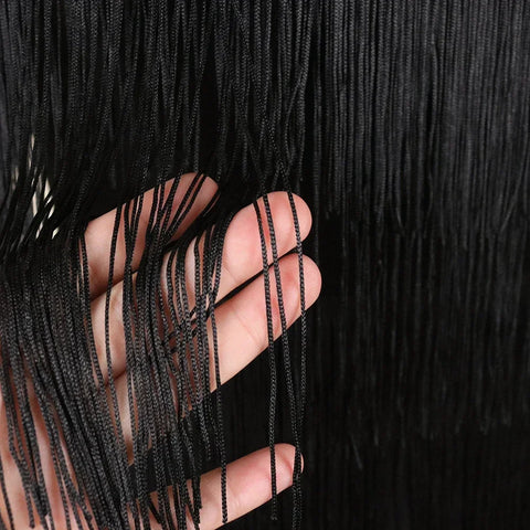 Image of 2024 Women Fringe Party Dresses Elegant Net Shoulder Sleeveless Large Size Long Dress for Birthday Dinner Event Wedding Guest-FrenzyAfricanFashion.com