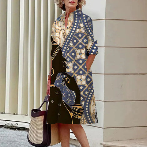 Image of Sexy Shirt Summer Dress Loose Fashion Lapel-FrenzyAfricanFashion.com