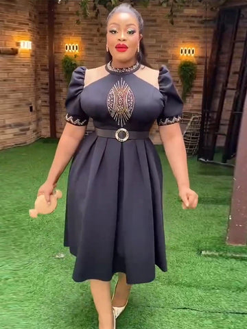 Image of Women Party Prom Evening Dresses Short Sleeve A-line Maxi Wedding Clothing-FrenzyAfricanFashion.com