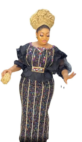 Image of Dashiki Dresses Women Elegant Luxury Velvet Evening Gowns Plus Size Turkey Long Maxi Party Dress-FrenzyAfricanFashion.com