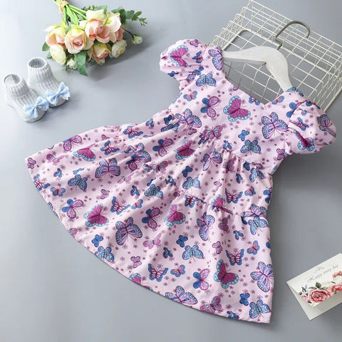 Image of Summer Toddler Dresses Baby Girl Clothes Cute Flowers Print Princess Dress-FrenzyAfricanFashion.com