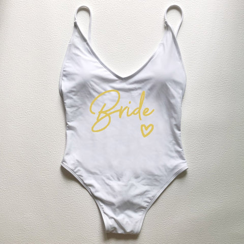 Image of Sexy Padded One Piece Swimsuit TEAM Bride love Swimwear Women Summer Beachwear Bachelor Party Plus Size Bathing Suit Swimming-FrenzyAfricanFashion.com