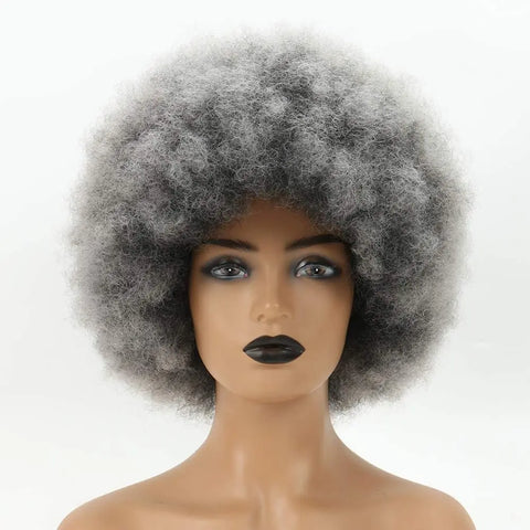 Image of Short Synthetic Afro Kinky Curly Wigs for Women With Bangs-FrenzyAfricanFashion.com