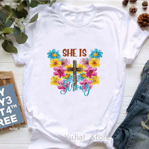 Image of All My Hope Is In Jesus Graphic Print T-Shirt Women-FrenzyAfricanFashion.com