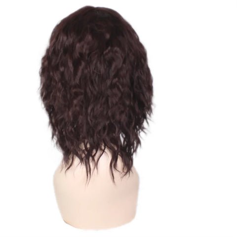 Image of Black Brown Synthetic Wig with Bangs Middle Long Straight Curly Wigs for Women Cosplay Daily Party Heat Resistant Fiber Hair-FrenzyAfricanFashion.com